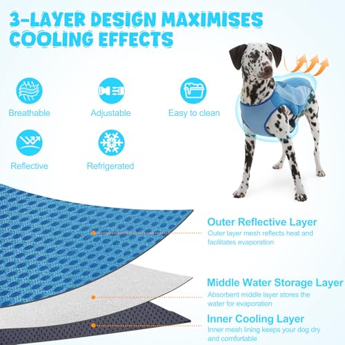 ROZKITCH Dog Cooling Vest, Evaporation Cooler Jacket with Adjustable Buckle for Outdoor Hunt Camp Training Reflective Desi...