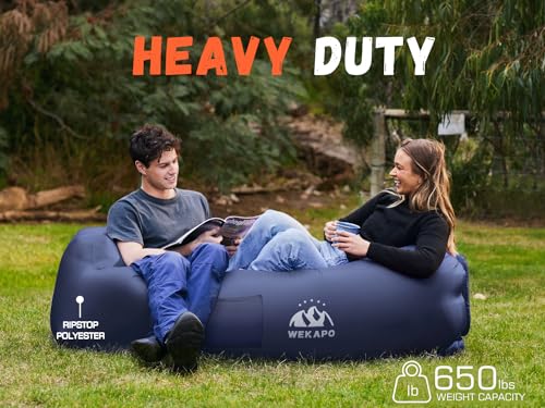 WEKAPO Inflatable Couch Air Lounger Chair - Camping & Beach Accessories, Portable Blow up Sofa for Hiking, Lawn, Indoor/Ou...