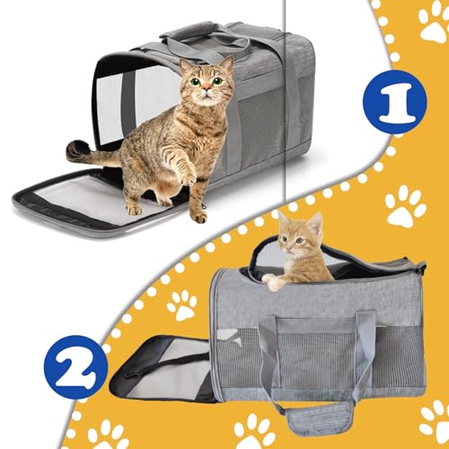 MUYG Pet Carrier Bag for Cats,Cat Soft-Sided Carriers Collapsible Ventilated Breathable Puppy Carrier for Small Dogs Airli...