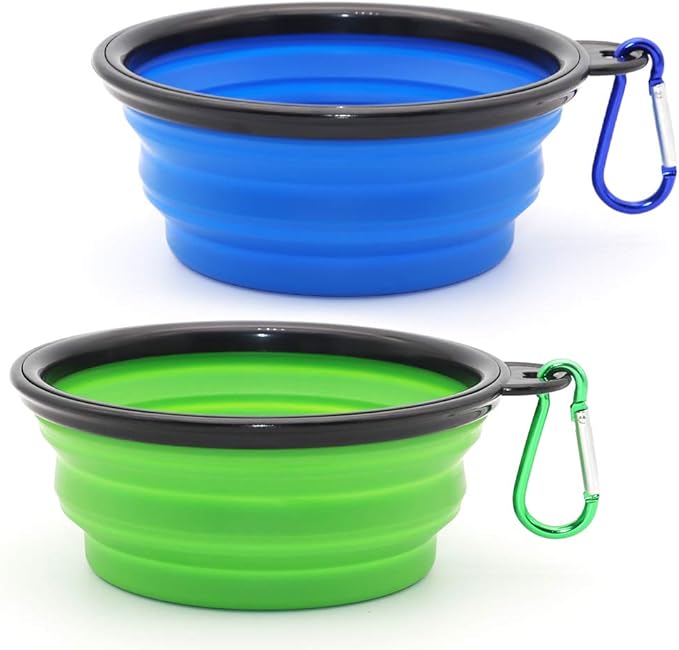 Dog Bowl Pet Collapsible Bowls, 2 Pack for Cats Dogs, Portable Pet Feeding Watering Dish for Walking Parking Traveling wit...