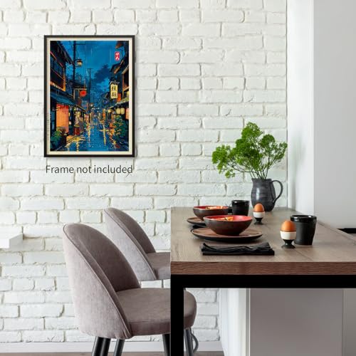 Podafu Japanese Tokyo Tea House Wall Art Poster - 12x16in Unframed Canvas Print for Bedroom Decor