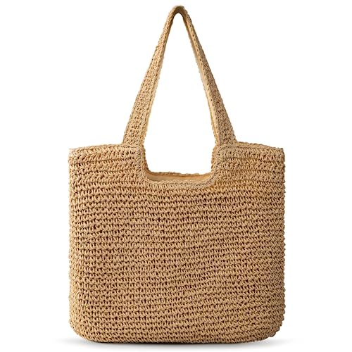 Trifabricy Beach Bags for Women, Large Beach Bag, Woven Straw Tote Bags Waterproof, Weaving Swim Shopping Travel Bag