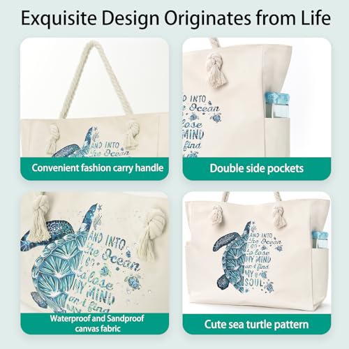 Apxouans Beach Bags for Women Large Waterproof Beach Travel Tote Bags Sandproof Swim Pool Bag Canvas Zipper Big Tote