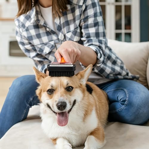 Wisedog Dog Grooming Kit 8PCS - Pin & Bristle Brush, Slicker Brush, Dematting Tool, Nail Clipper, Hair Removal Mitts, Flea...