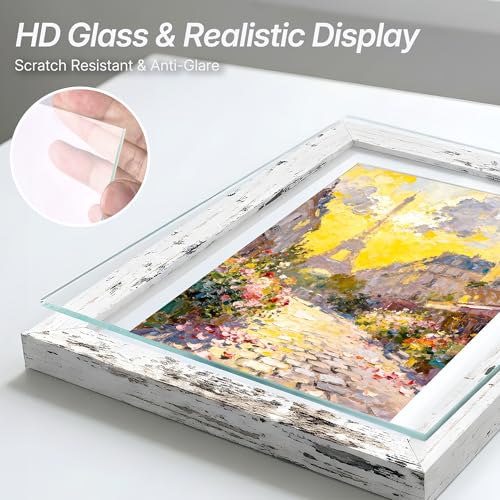 Distressed White 8x10 Picture Frame, Picture Frames 8x10 Wooden Picture Frames with Real Glass, Rustic 8 x 10 Photo Frame ...