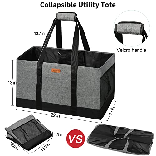 WONDAY Extra Large Foldable Grocery Tote Bag With Handles for Storage, Picnics, Beach, Pool, Laundry - Reusable Shopping B...