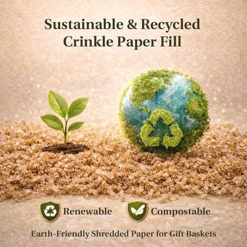 Sukh Brown Crinkle Paper Filler - Mother's Day Shredded Paper for Gift Baskets & Box, Crinkle Cut Paper Stuffing for Chris...