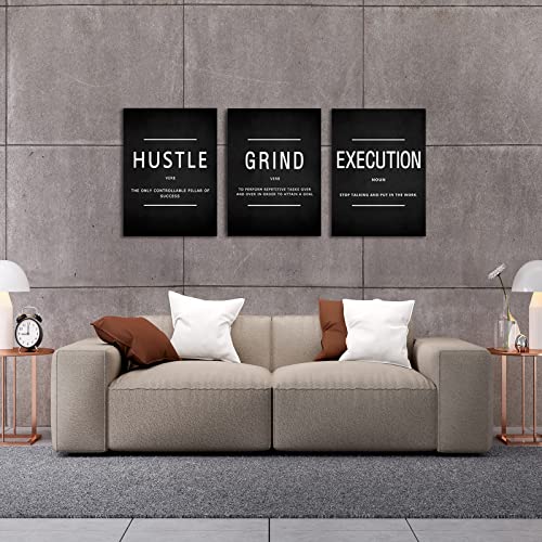 KAWAHONE Canvas Painting Wall Art, Grind Hustle Execution Motivational Wall Art Decoration Posters Prints for Living Room ...