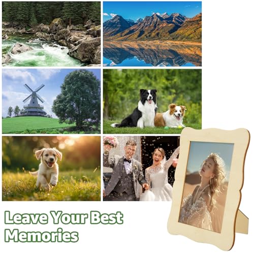 RHBLME 24 Pack Wooden Picture Frames 4x6, DIY Wood Picture Frames for Crafts, Unfinished Photo Frame for Birthday Party Ch...