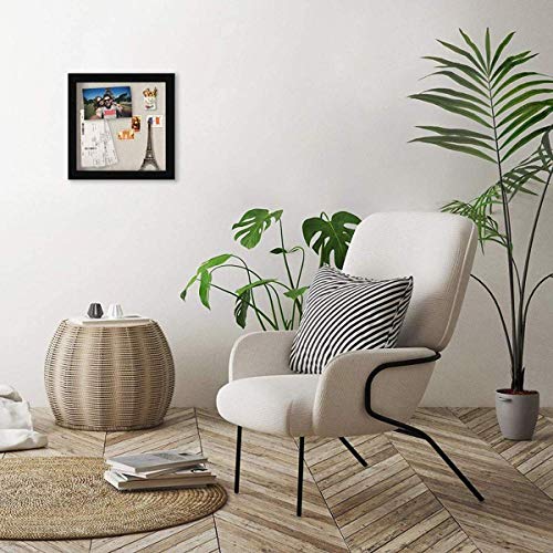 Muzilife 8x8 Shadow Box Picture Frame with Linen Board - Deep Wood & Glass Display Case Ready to Hang Memory Box Baby Spor...