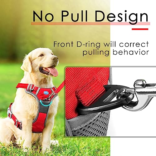 ThinkPet No Pull Harness Set Breathable Sport Harness with Handle - Reflective Padded Dog Safety Vest with Reflective Neon...