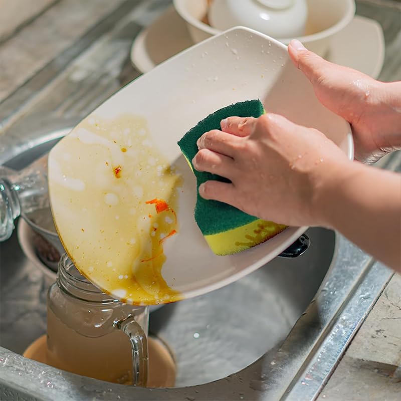 10 Pcs Kitchen Cleaning Sponge, Double Face Non-Scratch Scrub Sponge, Super Absorbent Multi-Use Cleaning, Widely Used in K...