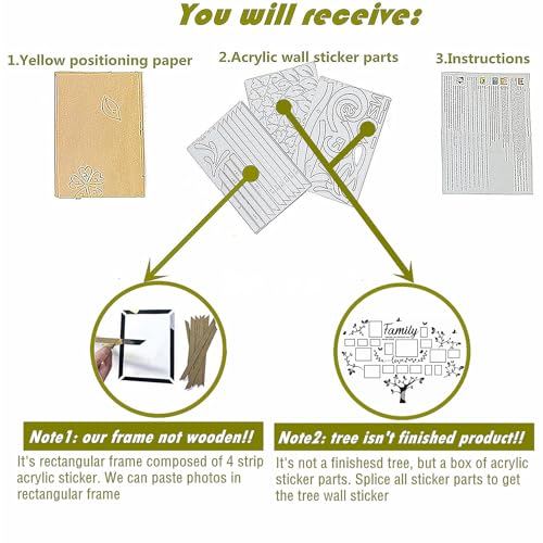 hejiagongsi Picture Frames Collage Wall Decor - Family Tree Wall Decor for Living Room 4x6 5x7 8x10 11x14 3D DIY-Acrylic F...