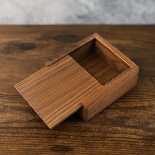 LONMAIX 3.7" x 3.7" x 1.6" Inch Walnut Jewelry Box for Rings, Earrings, Keepsakes | Wedding Gift, Elegant Present | Handcr...