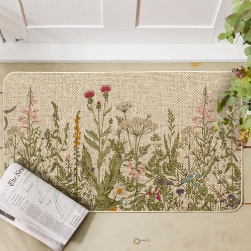 Artoid Mode Wildflower Spring Floral Doormat, Flowers Summer Home Decor Low-Profile Switch Rug Door Mat Floor Mat for Indo...