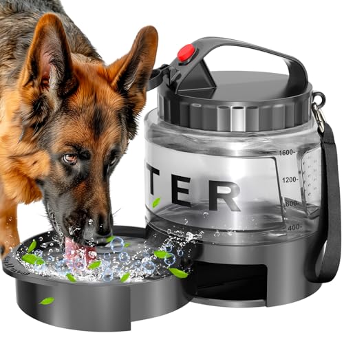 Dog Water Bottle Travel Bowl - 56oz Large Portable Dog Water Bowls Dispenser for Camping Essentials Hiking Traveling Beach...