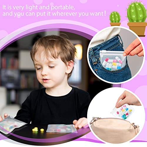24 Pieces Pill Pouch Bags Zippered Set Reusable Translucent Medicine Organizer Sealing Travel Plastic Bags with Slide Lock...