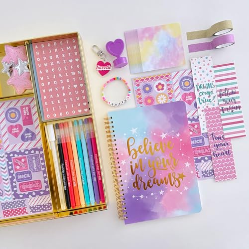 Nollh DIY Journal Kit for Girls - 26PCS Teen Tween Girl Gifts Trendy Stuff, Stocking Stuffers, Scrapbook Supplies Statione...