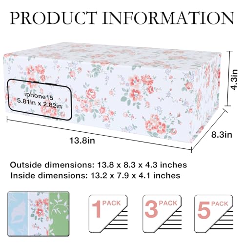 LFBOX Rose Floral Gift Box with Magnetic Lids 13.8x8.3x4.4 in, Large Bridesmaid Proposal Boxes, Rectangle Wedding Decorati...