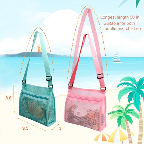 MUYIZI Mesh Beach Bag for Shells Collecting 3 Pack,Shell Bags for Beach, Sea Shell Bags for Picking Up Shells, Beach Shell...
