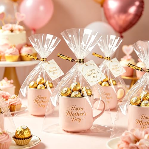 LOKIQNG Cellophane Bags Plastic Gift Bag Clear Cookie Treat Bags with Twist Ties for Party Favor Bag(100PACK,6x10inch)