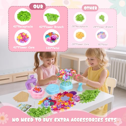 Scvcid Fabric Bouquet Toys Include Extra Accessories Set, Arts and Crafts for Kids Ages 3-12, DIY Flower Craft Kits for To...