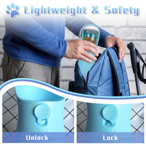 MITOCAPY 2-in-1 Dog Water Bottle Portable, Food Grade Travel Dog Bowls with Food Container, 19Oz Dog Water Bowl Dispenser,...