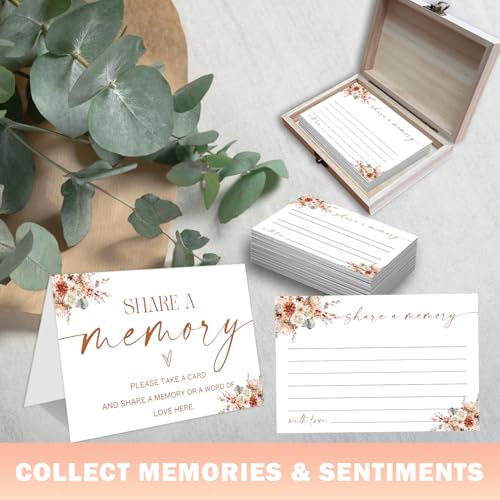 LeFohLon Celebration of Life Memory Box with Share a Memory Cards, Funeral Message Card with 50 Wildflower, Wooden Keepsak...