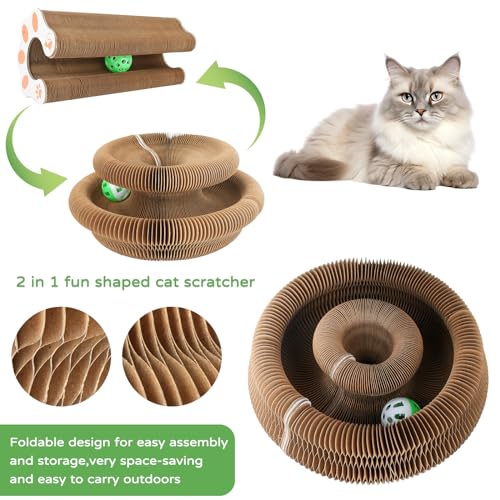 Goosheep Kitty Kurlz Accordion Magic Organ Cat Scratcher Toys for Indoor Cats - Cardboard Cat Scratching Board Ball Scratc...