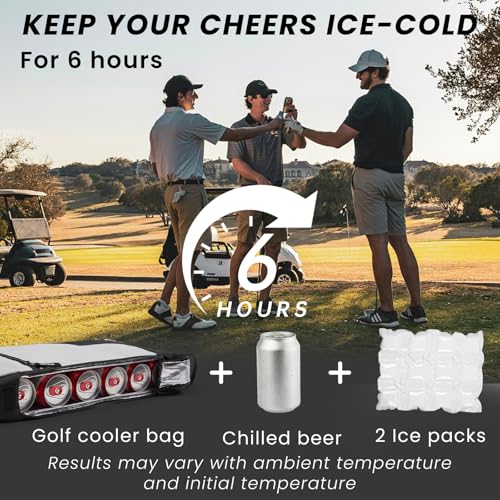 BAPOTH Golf Cooler Bag with 4 Ice Pack for 6 Hours, Large Capacity Golf Cooler Bag Hold 9-Can 12oz, 6-Can 16oz, 2 Bottle 7...