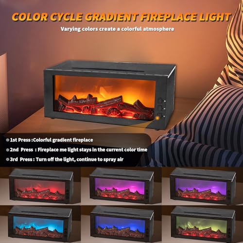 BOHOFAM Fireplace Essential Oil Aroma Diffuser,Flame Air Humidifiers 300ML,14-Hour Runtime,Colorful Flame Diffusers for Ho...