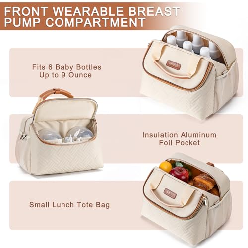 BABEYER Breastmilk Cooler Bag with Ice Pack Fits 6 Baby Bottles up to 9 Ounce, Wearable Breast Pumps Cooler Bag for Nursin...