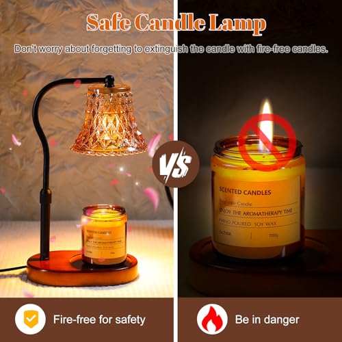 Candle Warmer Lamp with Candle Melter, Electric Candle Lamp Warmer, with Timer & Dimmer Height Adjustable Scented Candles,...