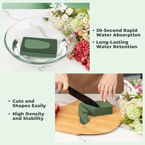Upgraded 6 Pack Floral Flower Foam Blocks, Green Plant Foam for Flower Arrangements, Wet & Dry Florist Foam Styrofoam for ...