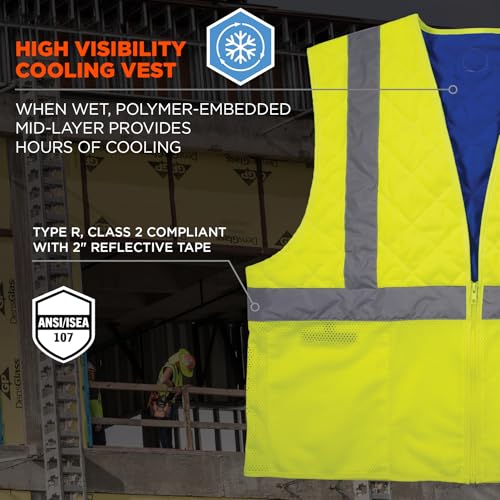 Ergodyne Chill Its 6668 Lightweight Cooling Safety Vest, High Visibility Reflective Type R, Class 2