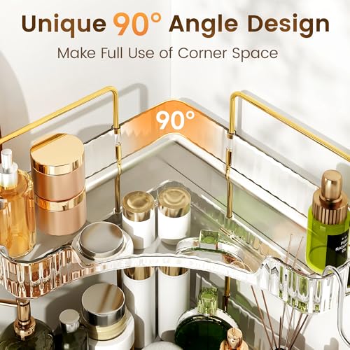 Kinkota Corner Bathroom Counter Organizer 2 Tier Bathroom Organizers and Storage Countertop with Hooks Skin Care Exquisite...