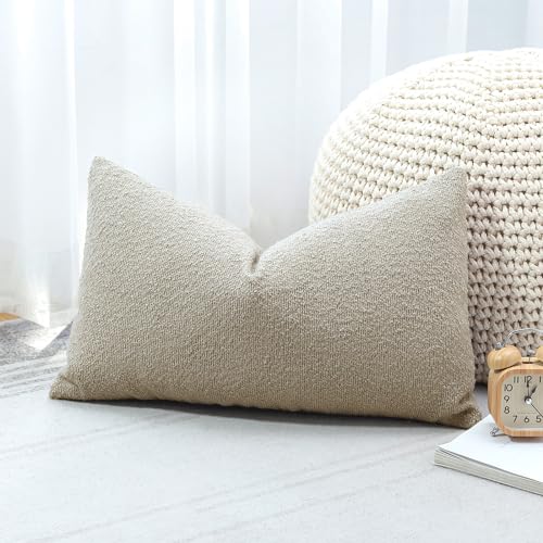OTOSTAR Set of 1 Textured Boucle Throw Pillow Covers Lumbar Pillow Cases Cozy Soft Decorative Couch Cushion Case for Chair...