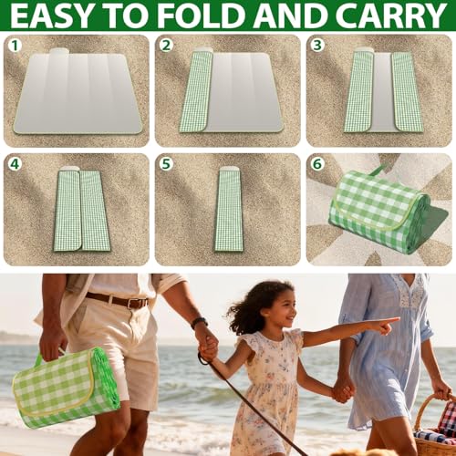 Pesilo Large Picnic Blanket Beach Blanket 70'' x 70'', Outdoor Waterproof Sandproof Foldable Blanket, Camping Garden Grass...