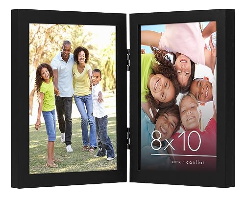 Americanflat Hinged 8x10 Picture Frame with Shatter-Resistant Glass - Double Picture Frames with Engineered Wood - Signatu...