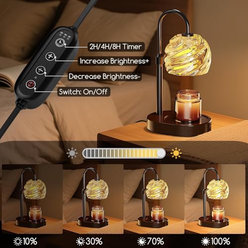 BlissWhisper Candle Warmer Lamp with Timer Dimmer, Electric Candle Warmer with Adjustable Height for New Home Decor, Birth...