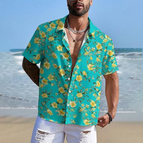 Men's Hawaiian Oversize Shirt- Summer Floral Print Short Sleeve Shirt | Casual Vacation | S-4XL Plus Sizes