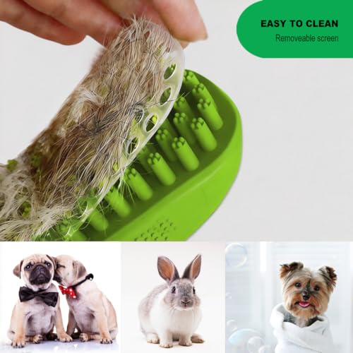 Metopets Rubber Curry Brush for Short Haired Dogs, Soft Curry Comb with Removable Screen, Silicone Pet Brush, Use Wet as B...