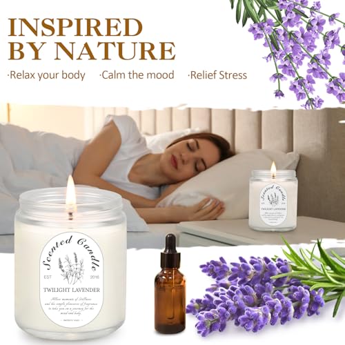 Lavender Candle Gift Set, 4 Pack Soy Wax Scented Candles for Home – Lavender, Sage & Ponderosa Pine – Aromatherapy Candles...