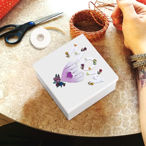 NOVELTYBOXUSA Set of 6 White Nesting Gift Boxes with Lids & Ribbon – Stackable Square Wedding, Birthday, Bridesmaid, Propo...