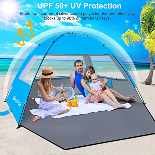 Gorich Beach Tent Sun Shelter for 3/4/6/8/10 Person with UPF 50＋ UV Protection, Lightweight & Easy Setup Beach Shade Canop...