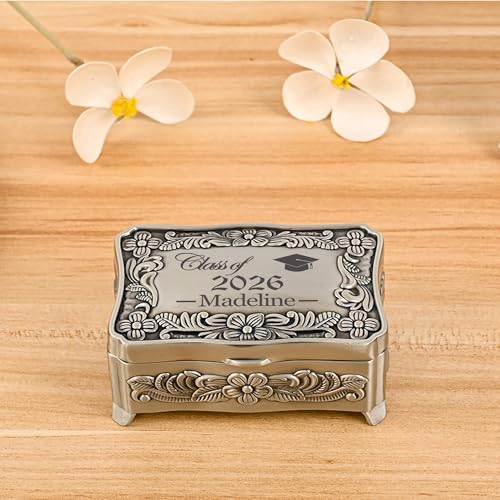 Personalized Graduation Gifts for Women Girls Small Metal Keepsake Box Custom Her Name - 2026 Graduation Jewelry Gift Box ...