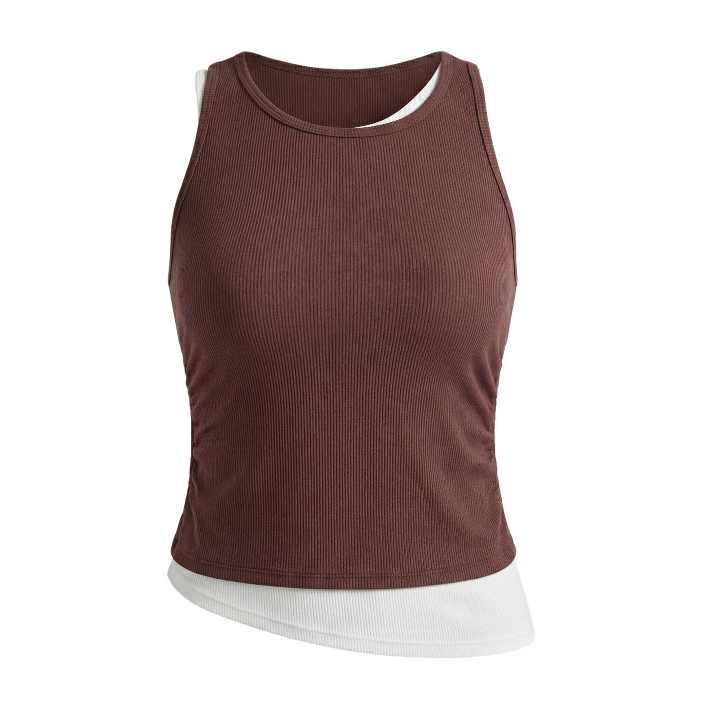 Threaded Yoga Tank Top High-Elastic One-Piece Cup Bra Slim-Fit Fake Two-Piece Running Fitness Wear