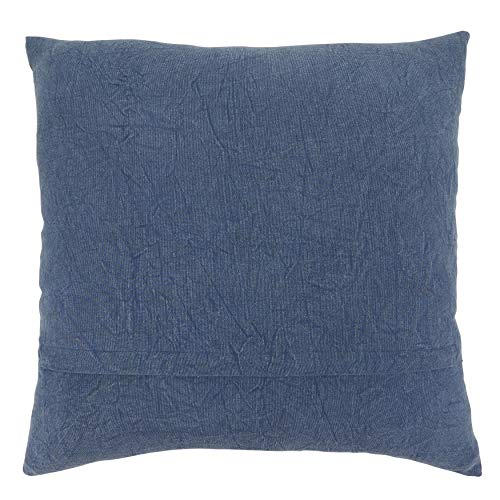 SARO LIFESTYLE Genevieve Collection Stone Washed Floral Pillow Cover, 20", Denim