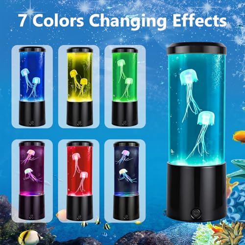 ALYRMEI Jellyfish Lamp,Jellyfish Night Light Table Lamp with 7 Color Changing,Jelly Fish Light Aquarium Lamp Mood Night Li...