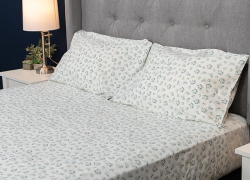 MyPillow Giza Dreams Bed Sheets, 100% Certified Giza Egyptian Cotton, Deep Pocket, Sateen Weave [King, Blue Green Floral]